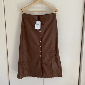 Mango Genuine Leather A-Line Skirt